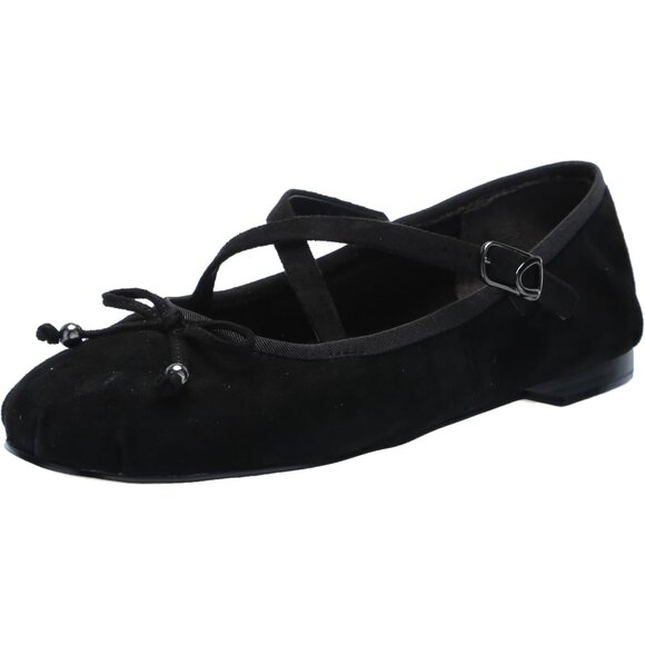 Circus NY by Sam Edelman Women's Black SuedeLeather Cross Strap Zuri Ballet Flat - Picture 1 of 7